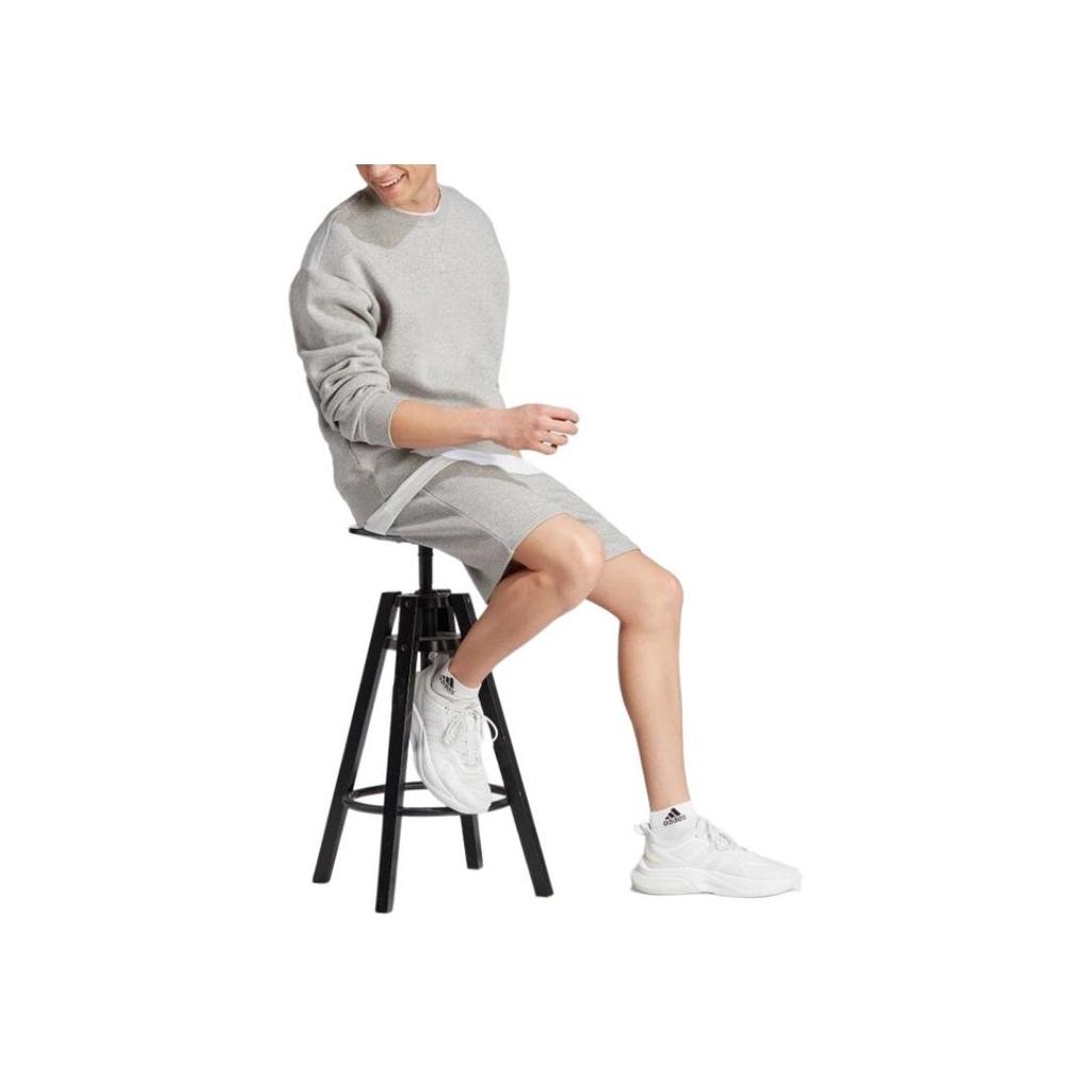 adidas Solid Color Crew Neck Pullover Long Sleeve Sweatshirt Men Sweatshirt Gray IJ6902