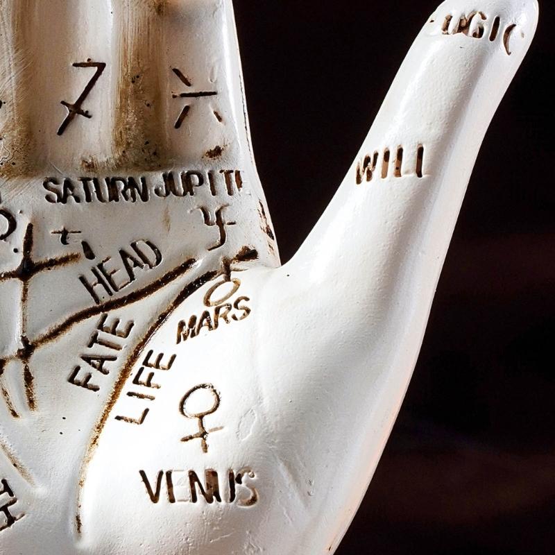 Handorakel Hand Statue, Harz Sammlerfigur, Mystische Hand Skulptur mit Handorakel Diagrammen für Regal Tisch Schreibtisch Dekorationen