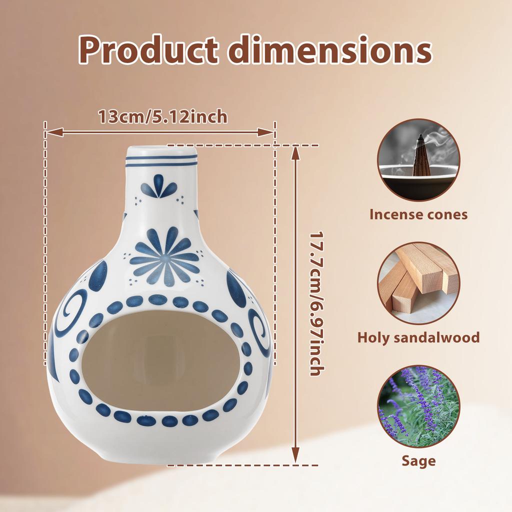1 Pc Ceramic Incense Burner Elegant Incense Holder Handcrafted Palo Santo & Sage Burner for Yoga Meditation and Home Decoration
