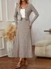 2025 European Style Korean Knit Cardigan & Elastic Waist Skirt Two-Piece Set