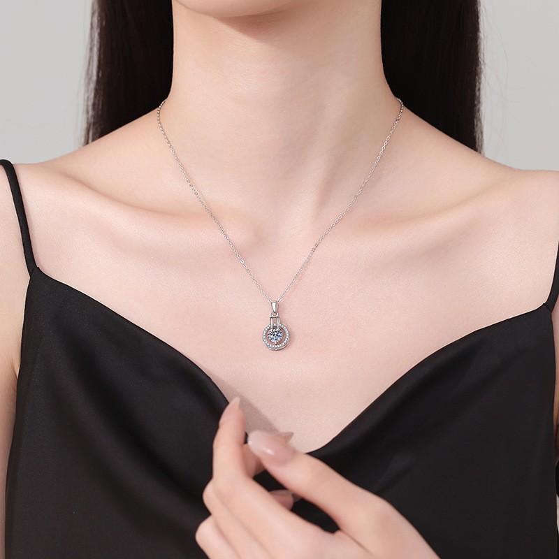 Moissanite Necklace Women 1ct D Color Starry Sky 6.5mm Cross Chain Fashion Jewelry