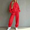 Women's Casual Loose Fit Lined Hoodie and Track Pants Two Piece Set