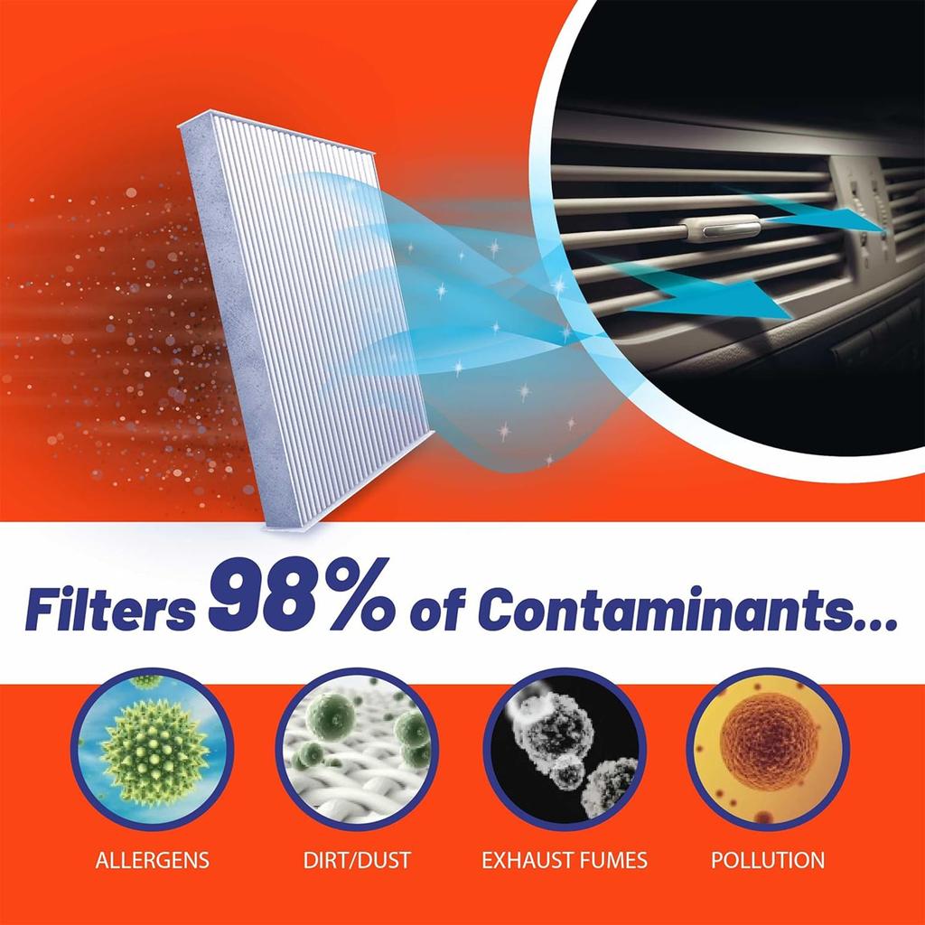 Cabin Air Filter Replacement for Car Easy Install Suitable for Nissan 27277-VP00A 27298-7S600 27298-ZR00A CF10388 042-2052 CF-58