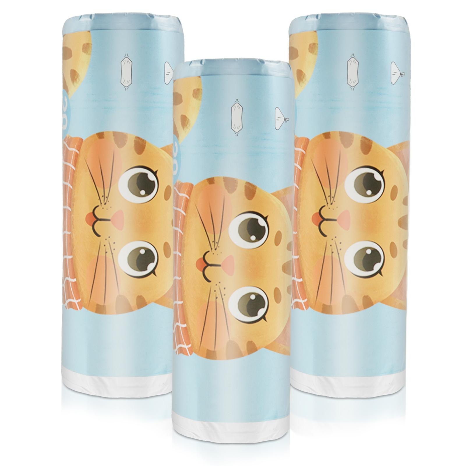 

3 рулона мешков для кошачьих какашек, туалетный лоток, очень толстый, большой, с завязкой на шнурке, прочный, устойчивый к разрывам, чистый лоток для домашних животных