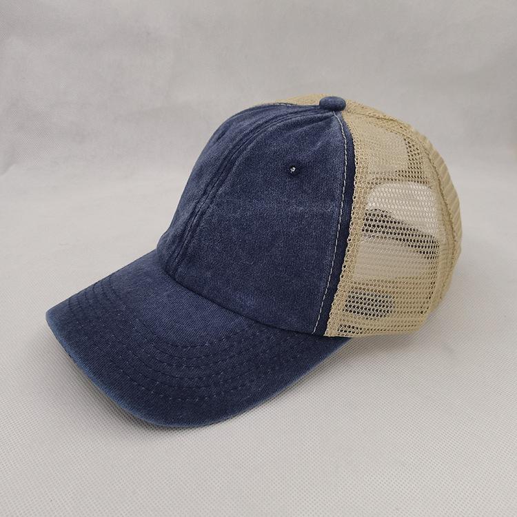Custom Summer Solid Color Washed Cotton Mesh Hat Baseball Cap Men'S Outdoor Sun Protection Sunshade Fashion All-Match Woman Hats