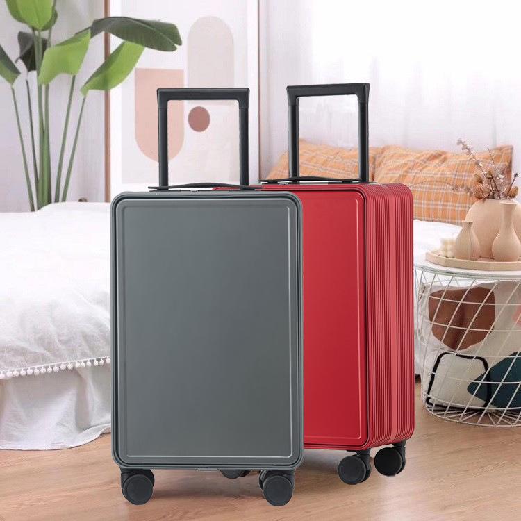 20-Inch Front-Opening Carry-On Trolley with Laptop Compartment, Aluminum-Magnesium Alloy Suitcase