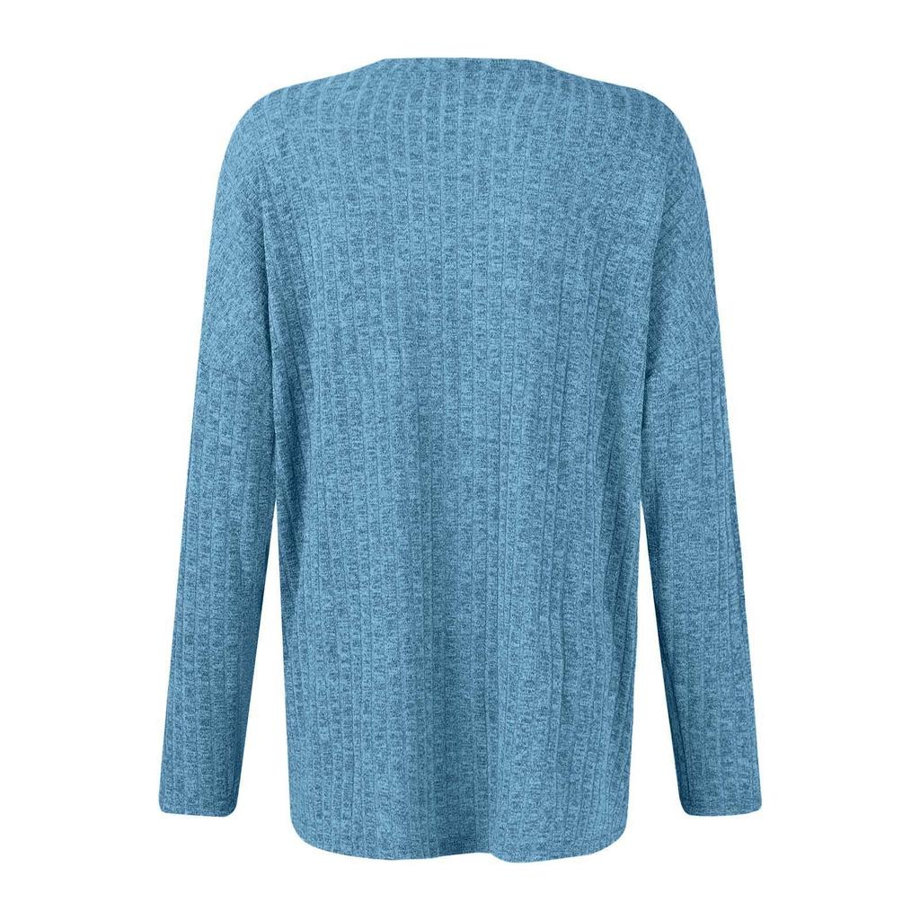 Women's Fashionable Color Round Neck Long Sleeved Loose Pullover Top