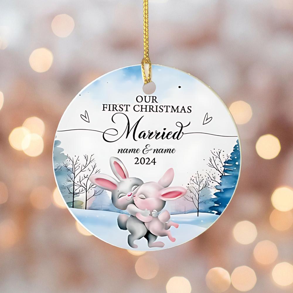 Personalized Couple Ornament 2024 Deer Ornament Keepsake Gift Custom Name Marry Keepsake Christmas Ornaments Decor