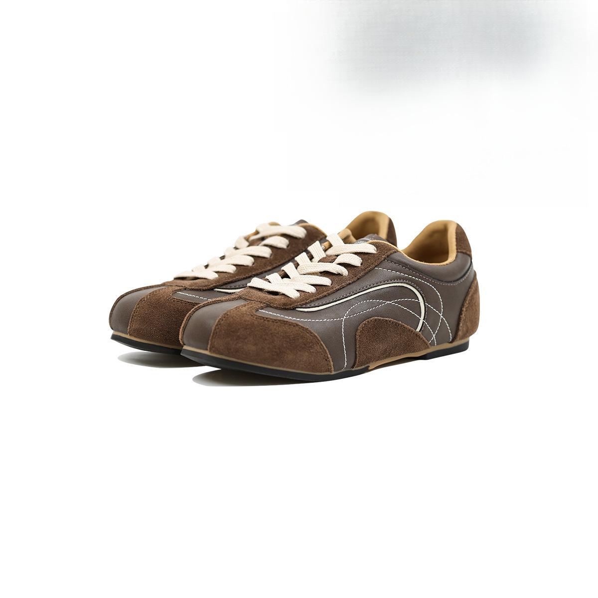 

Niche Retro Brown Women s Soft Sole Trainers - Lightweight, Versatile, Thin Sole Sneakers 36