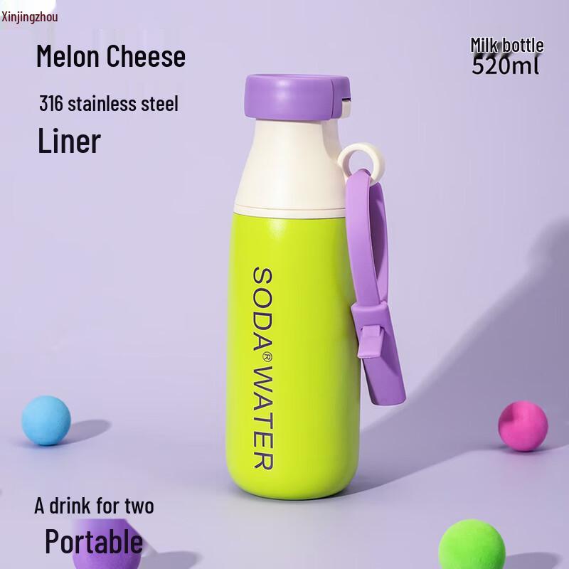 XinJingZhou 316 Stainless Steel Portable Dual-Use Straw Cup 520ml