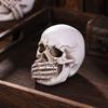 Skulls Figurine No Evil Resin Human Skull Statue Head Sculptures Skull Collectible Halloween Funny Skull Home Decor