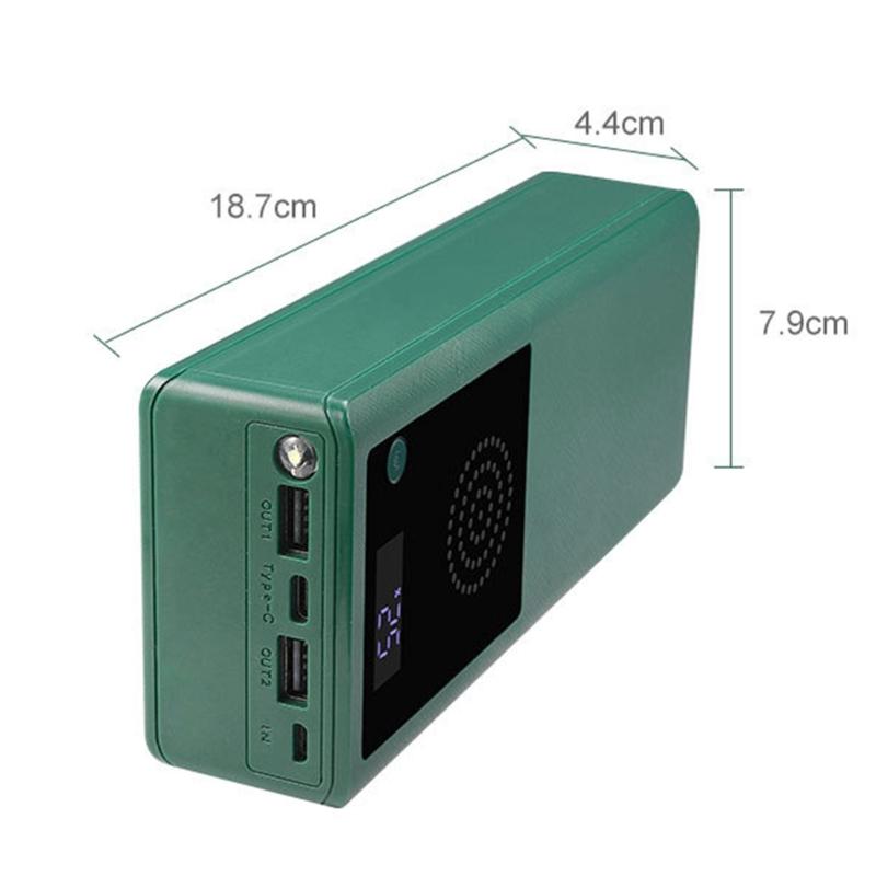 4 X 26650 Battery Holder Base Box Plastic Shells Box with LED Display 5V / 2.1A USB Output 5V / 2.1A Type-C Input