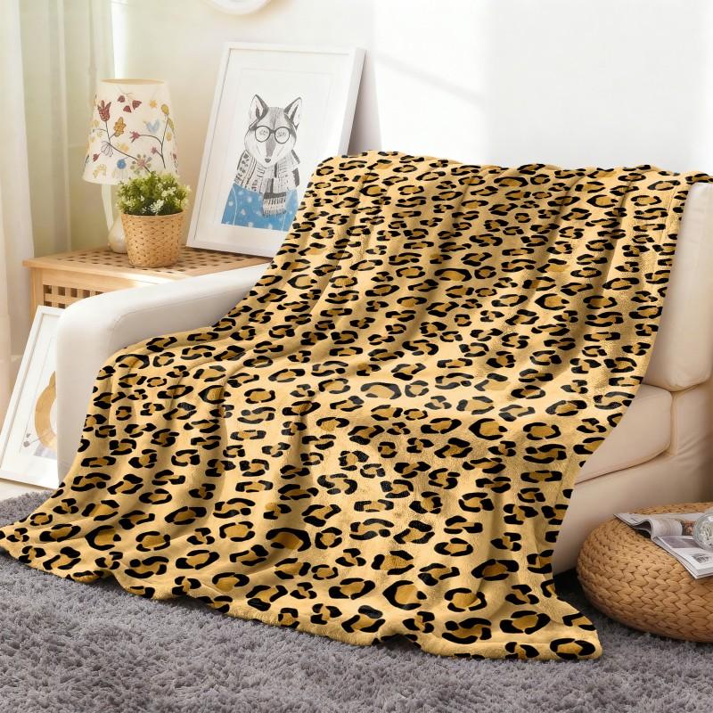 1PC Throw Leopard Pattern Animals Skin Pattern Flannel Blanket Thin Throw Soft Warm Blankets Festival Pefect Gift All Season Use