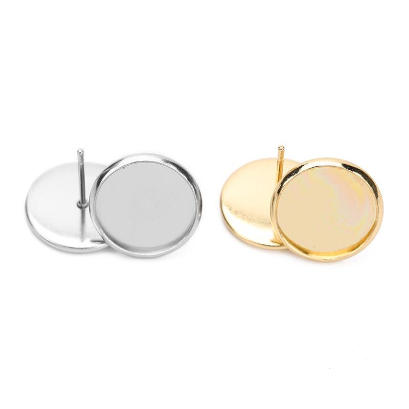 20pc Hypoallergenic Stainless Steel Stud Earring Diy Findings 6mm 8mm 10mm 12mm Cameo Cabochon Base Settings Diy Jewelry 2035