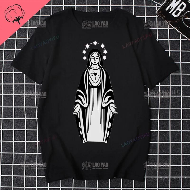 Unsere Liebe Frau von Guadalupe Jungfrau Maria Die Madonna Religiöses Grafisches T-Shirt Sommer Herren Damen Kurzarm Rundhals Streetwear Oberteile