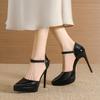 Moda Liyke Pasarela Moda Correa con Hebilla Zapatos de Plataforma para Mujer Sexy Punta Afilada Tacones Altos de Aguja de 12 cm Zapatos de Banquete para Baile de Graduación Talla 33-42