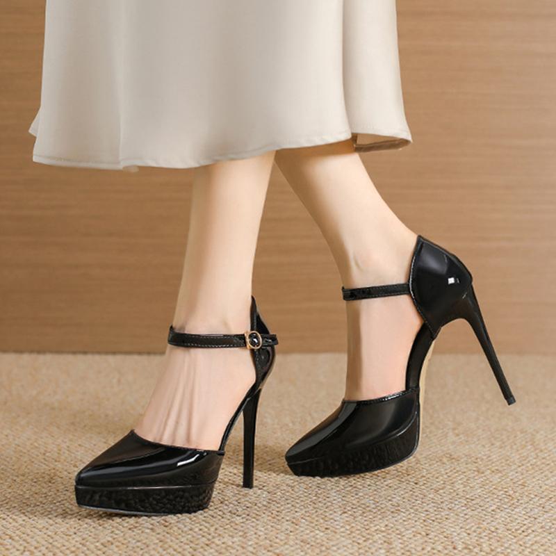 Fashion Liyke Runway Fashion Buckle Strap Women Platform Pumps Sexy Pointed Toe 12CM Stiletto High Heels Banquet Prom Shoes Size 33-42