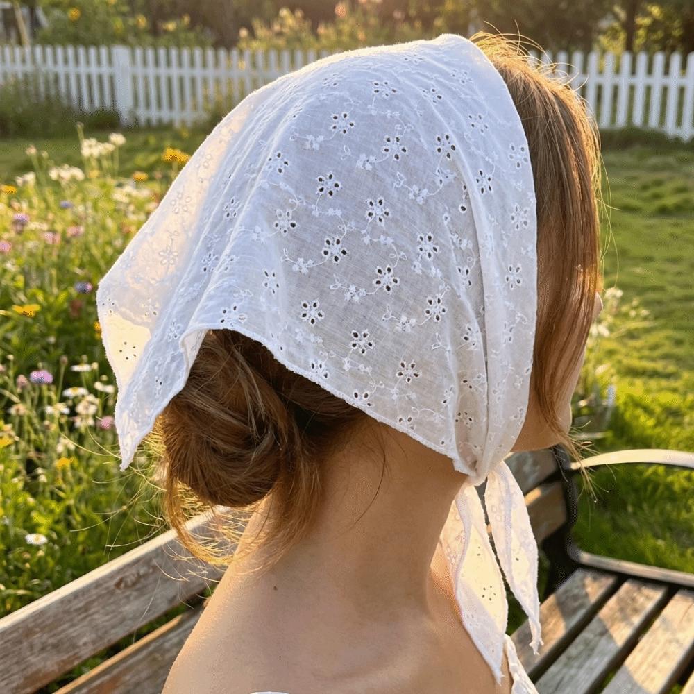 Solid Color Triangular Scarf Fabric Flower Hair Accessories Headwear  Girl Accessories