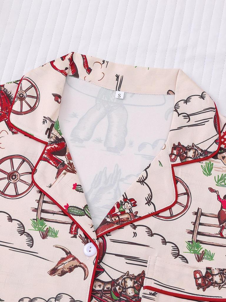 2025 Summer Multi-Color Print Short Sleeve Shorts Homewear Set