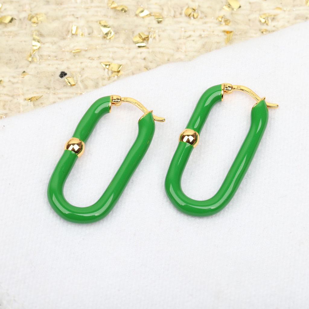 Hot Brand Vintage Green Earrings Luxury Jewelry for Women Fashion Designer Eardrop Lady Party Fine Quality Big Long Ear Stud