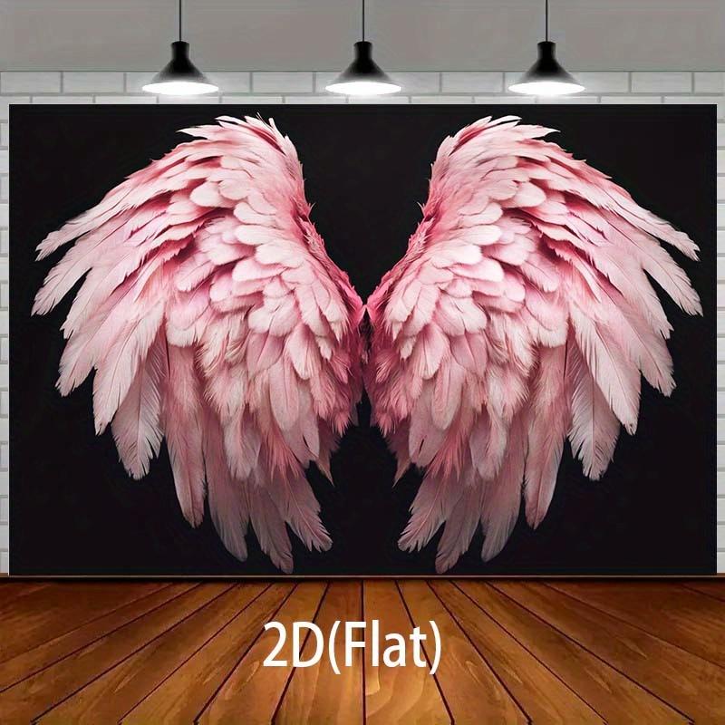1pc 2D Pink Angel Wings Theme Background - Elegant Feather Design Photography Background Decoration - Decorative Background