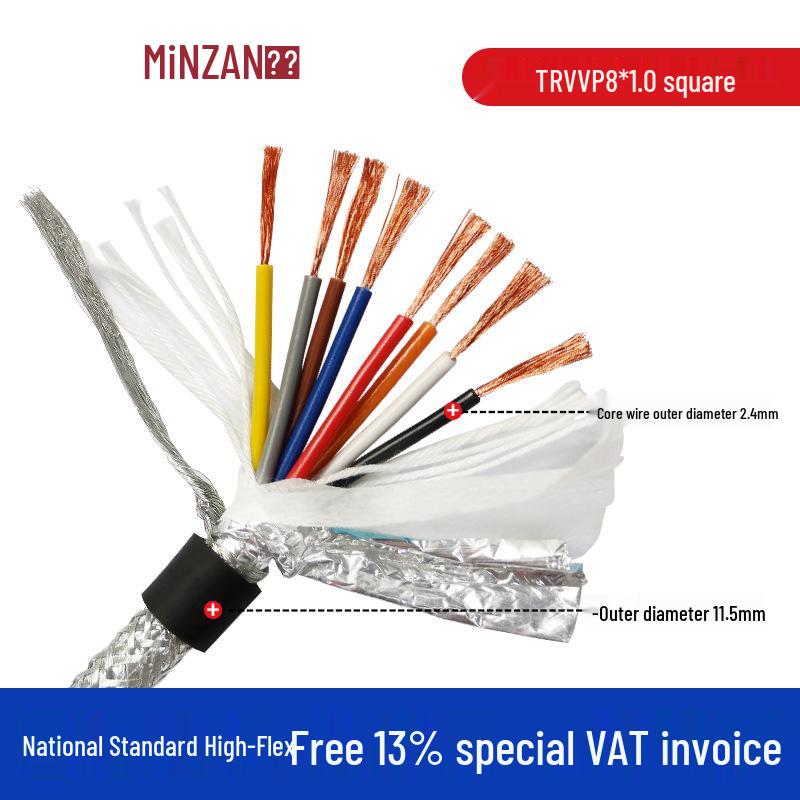 TRVVP High-Flex Shielded Drag Chain Cable, 7-24 Core, 0.3-1.5 Sq Mm, Ideal for Tank Chains