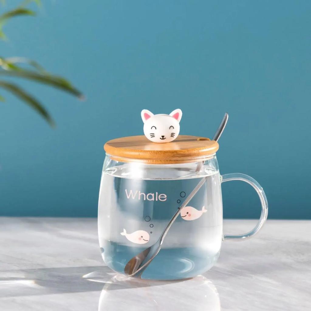 Kawaii Cups Cute Panda Glass Cup With Straw Cap Spoon Coffee Breakfast Cup Beer Mug Cups and Mugs Free Shipping Drinking Glasses