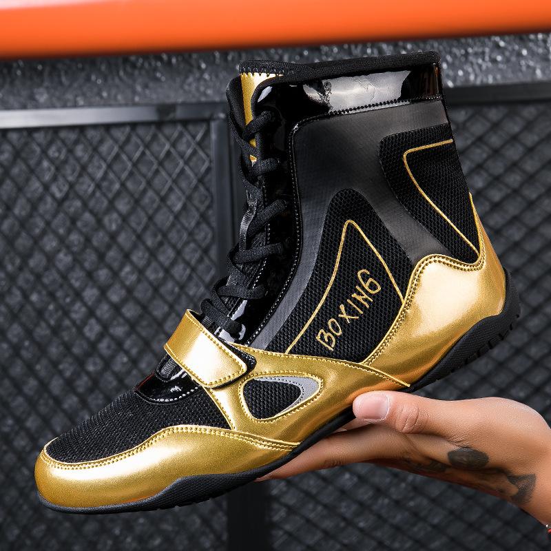 Wrestling Shoes Professional Boxing Shoes Men's Sanda Shoes High Top Fighting Taekwondo Wushu Training Muay Thai Competition Fighting Shoes