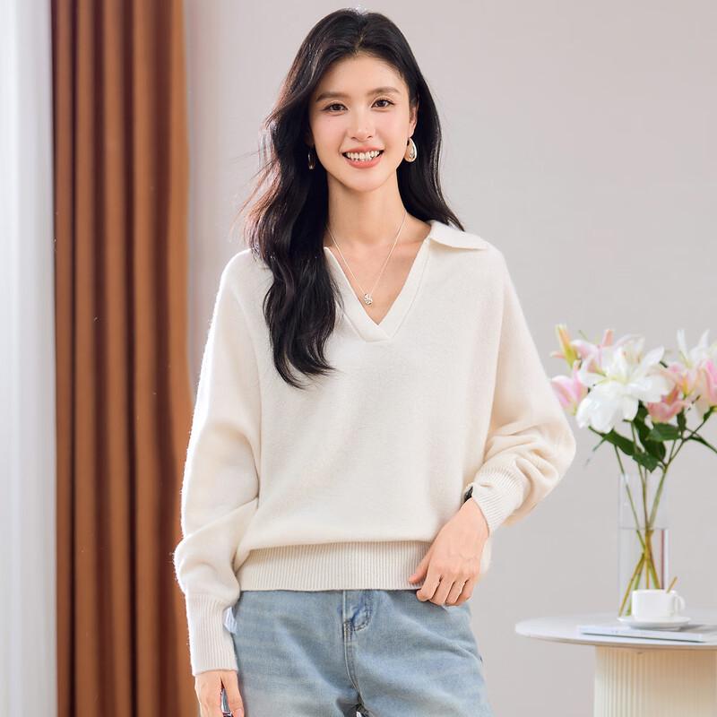 Jinjuan Women's 100% Merino Wool Lapel Sweater