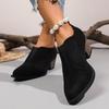 Schwarze Stiefeletten, schwarze Plateau-Spitzenschuhe, kleine Lederschuhe im britischen Stil, dicker Absatz.