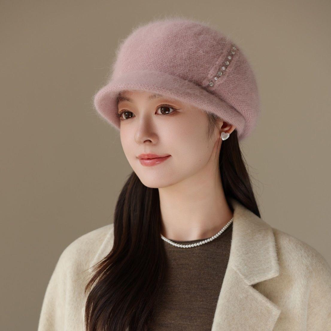 

Ladies Winter Winter Hat Fleece Mom Warm Knitted Fashion Wool Hat Thickened Cold Cap ONE SIZE
