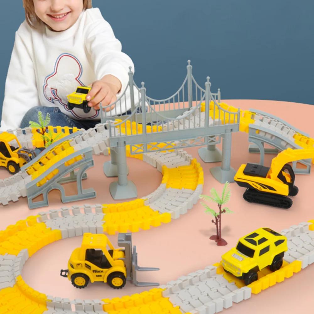DIY Rail Track Sets Car Race Magic Brain Game Flexible Curved Creates Vehicles Toys Play Game Train Railroad for Child's Gifts