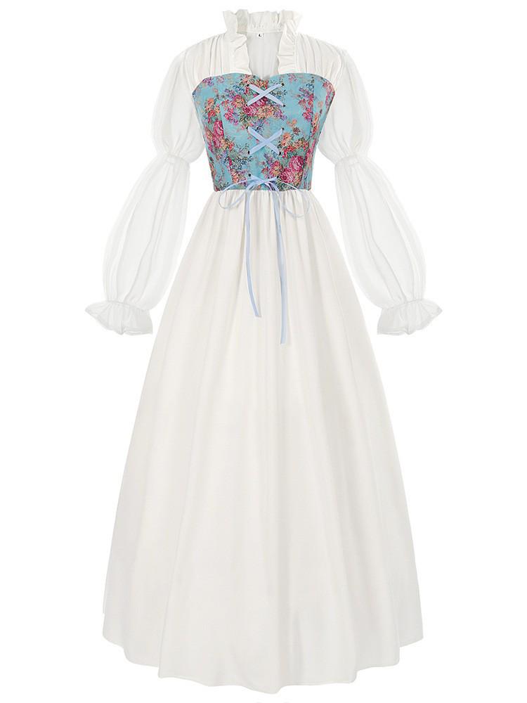 Medieval Retro Lace-up Long Dress - 2024 Early Spring Collection XL