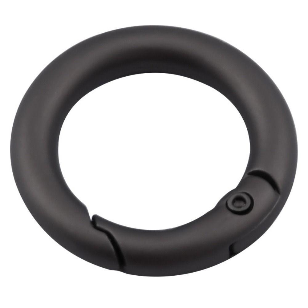 Black O-Ring Buckles Clips Zinc Alloy Round Push Trigger Snap Hooks Plated Gate Spring Carabiner