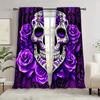 Purple Skull Rose Curtains Hd Digital Print Bedroom Study Office Window Decor Halloween Gothic Style Set Of 2 Made Polyester With Rod Pocket Sleeping