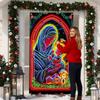 Christmas Door Cover Decoration Large Fluorescent Fabric Jesus Scene Covers Porch Sign Photography Background For Indoor Outdoor