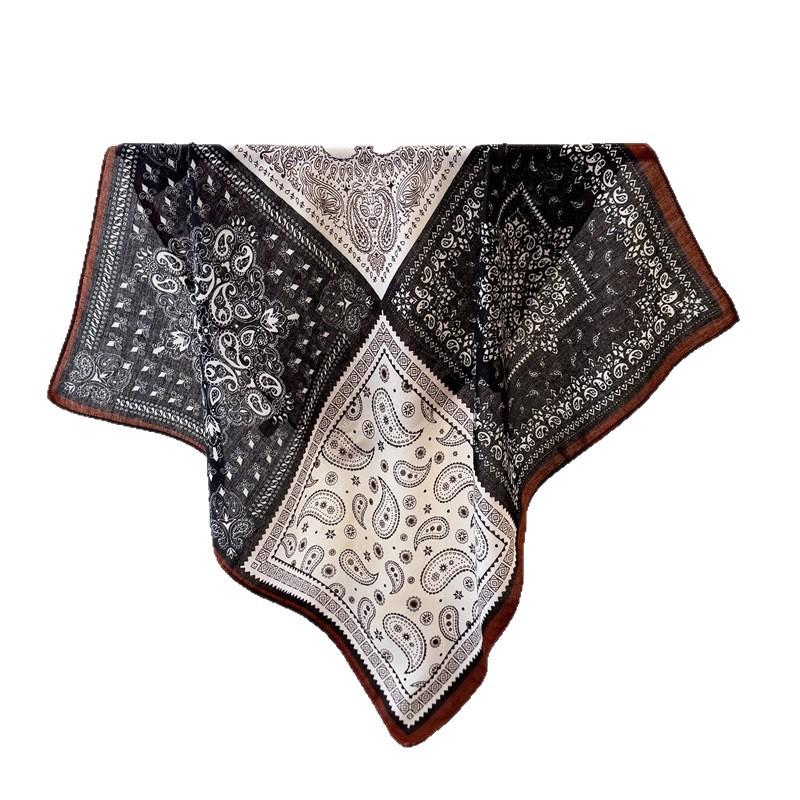 New cotton and linen small square scarf women's autumn and winter Korean version versatile cashew nut small scarf decorative belt neck protection warm