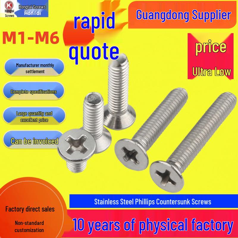 

Guwanji 304 Stainless Steel Phillips Flat Head Screws M2-M6 M1x3 (200 pcs)