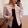 Women's Vintage Floral Print Open Front Long Sleeve Blazer Jacket Casual Office Coat