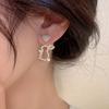 1Pair of Cute Rabbit Pendant Earrings, with Heart-shaped Decorative Imitation Pearl Hollow Animal Earrings, Suitable for Daily Wear