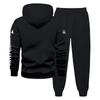 Men's Large Size Solid Color Printed Sweatshirt Set Men's Casual Sports Suit Sweatshirt Set