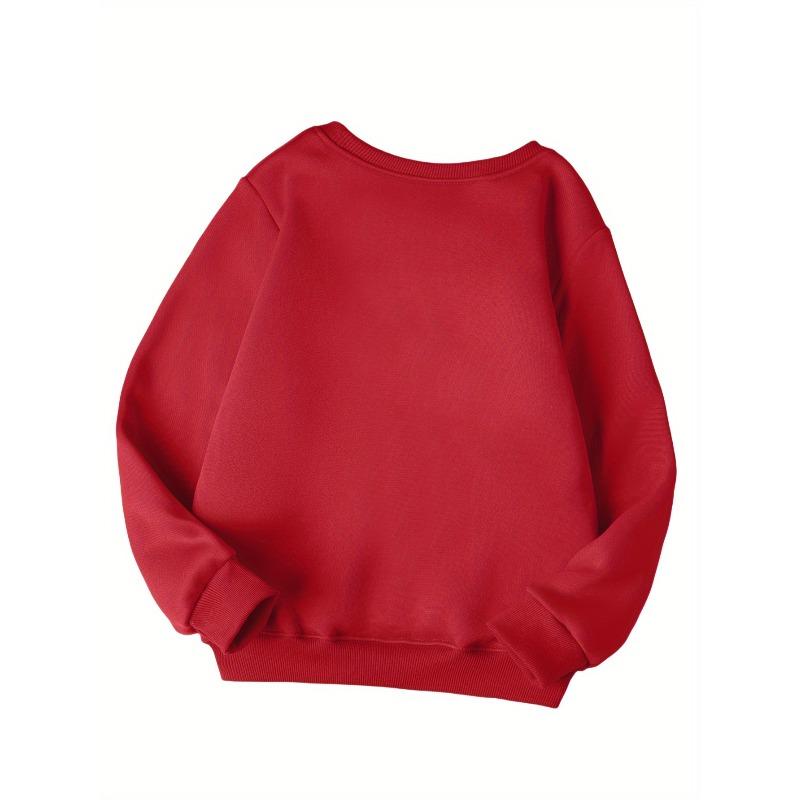 European sizes Kids' Stylish Round-Neck Sweatshirt, Casual Print Top