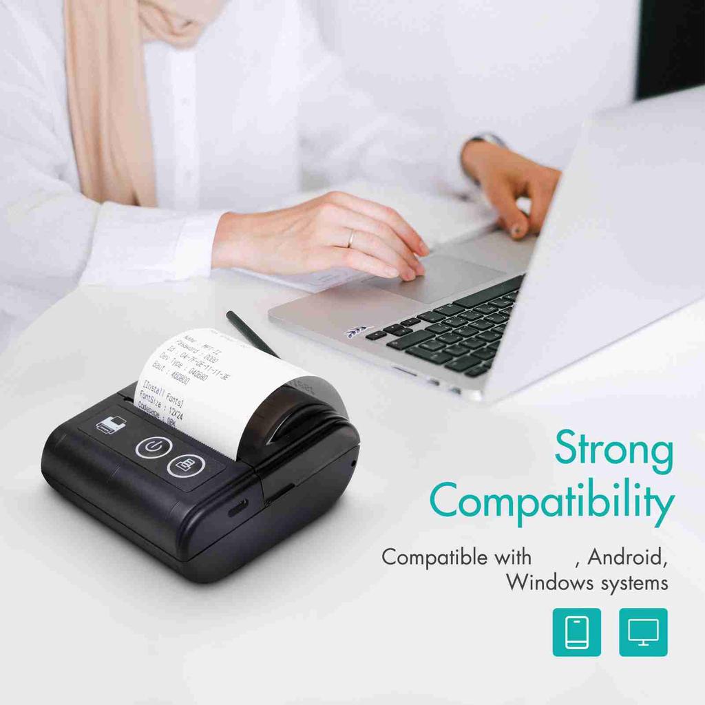 Mini Thermal Receipt Printer USB BT Connection 2 Inches 57mm Wireless Printer High Speed for Restaurant Sales Retail Shop