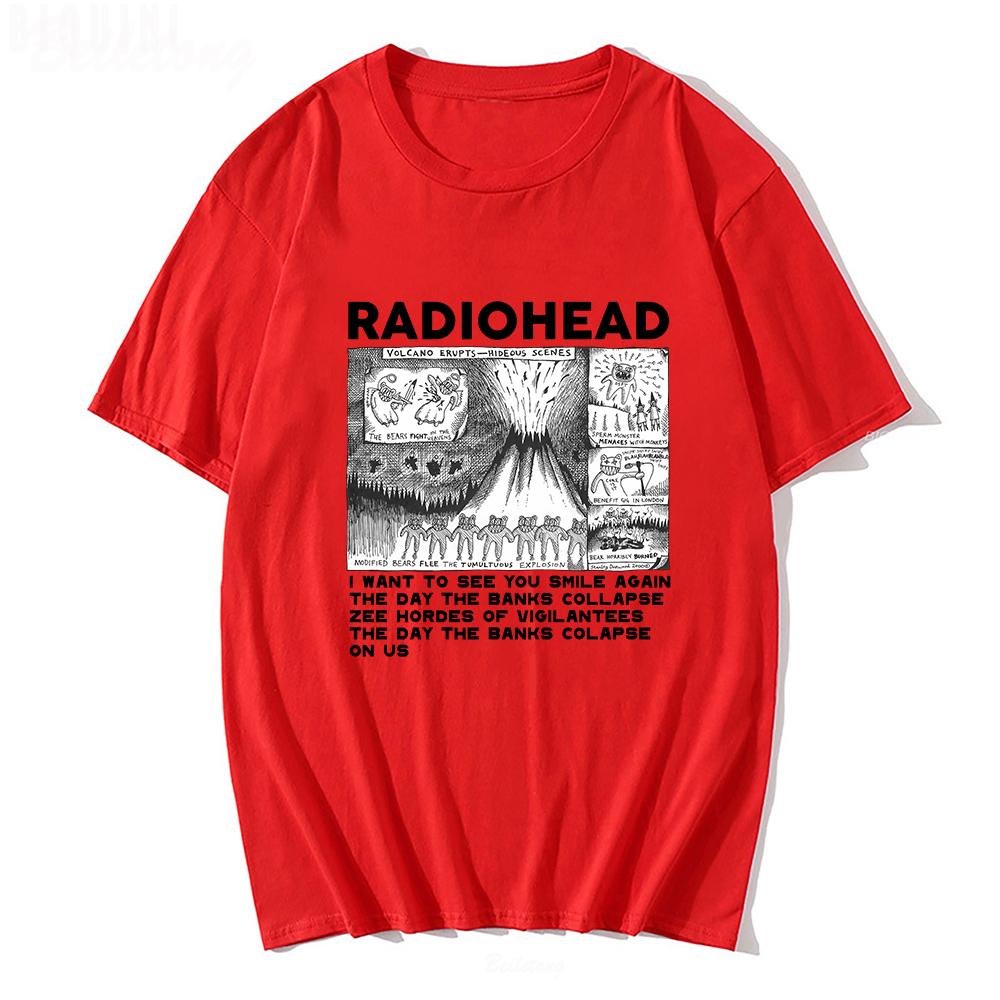 

Radiohead Vintage Print T Shirt Unisexs Oversized 100 Cotton Unisex Tshirts Hip Hop Rock Band Music Album Tees Harajuku Male Tops S