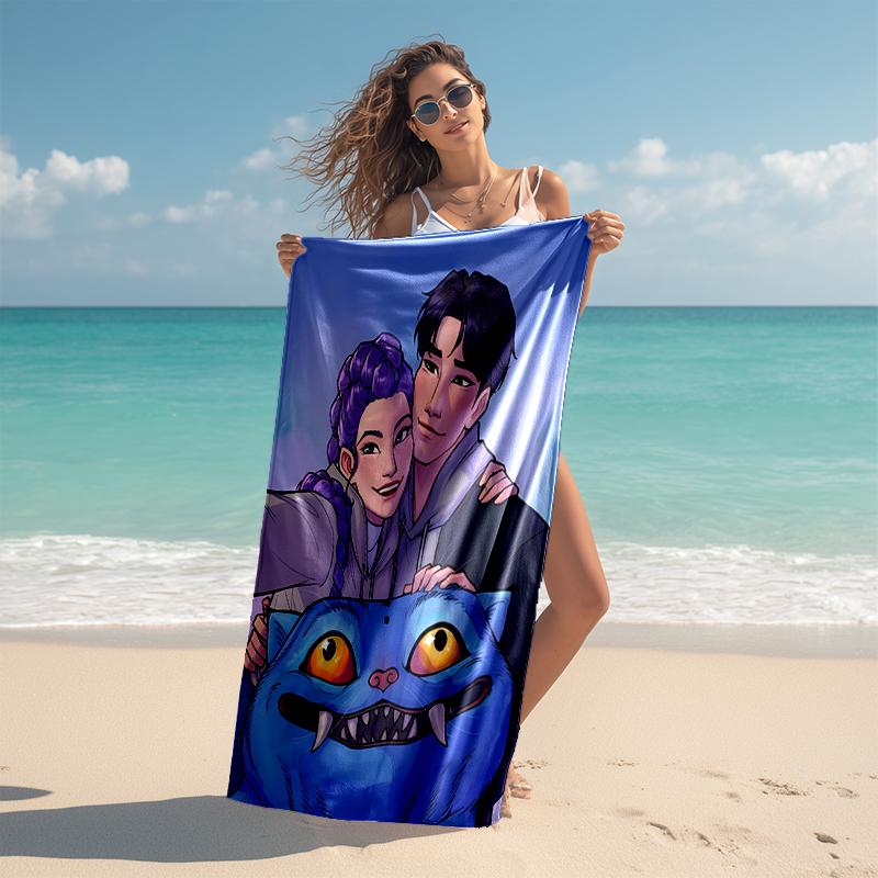 1pc KPop Demon Hunters20 Beach Towel, Comfortable and Thick, and Swimming/Bath/Picnic/Camping Towel, Suitable for Seaside Beaches