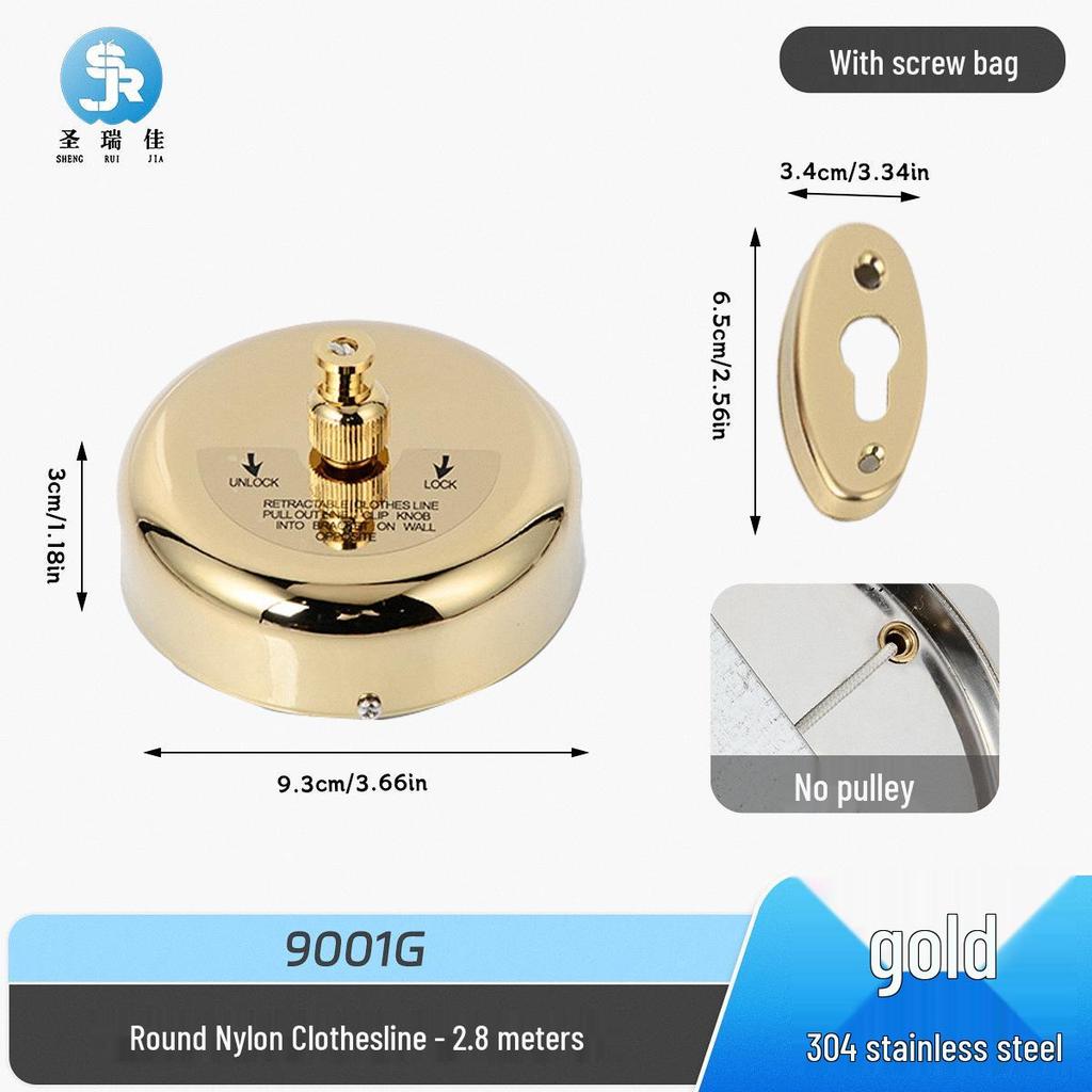 304 Stainless Steel Retractable Clothesline - No-Drill, Invisible Wall Mount, Indoor Nylon Drying Rope