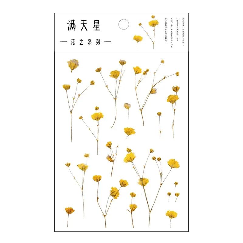 Stickers Flowers Leaves Plants PVC Stickers Lable Transparent PET Stickers For Scrapbooking Diary Journal Decorative DIY Materia