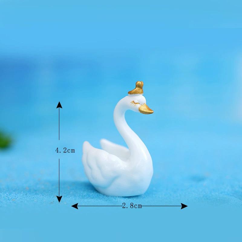 Mikro-landskap Små ornamenter Søte tegneserie svaner Mikro-landskap Små ornamenter Resin-tilbehør