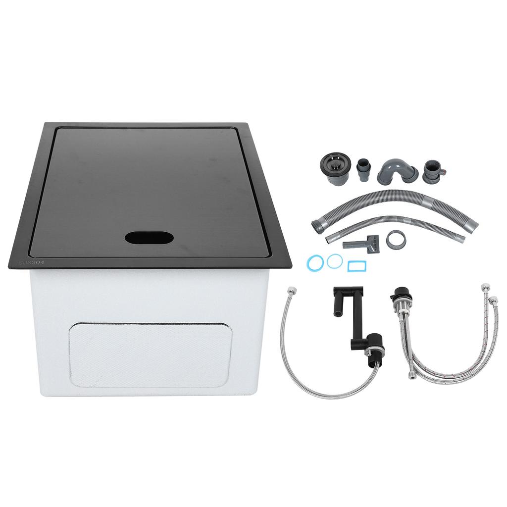 G1/2in Thread Stainless Steel Concealed Single Bowl Sink with Water Faucet for Kitchen Balcony