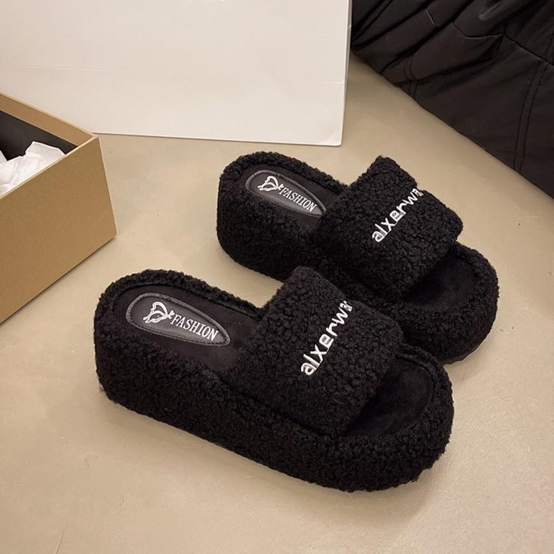 Cozy Thick Soled Cotton Slippers For Women Stylish High Platform Fuzzy House Shoes